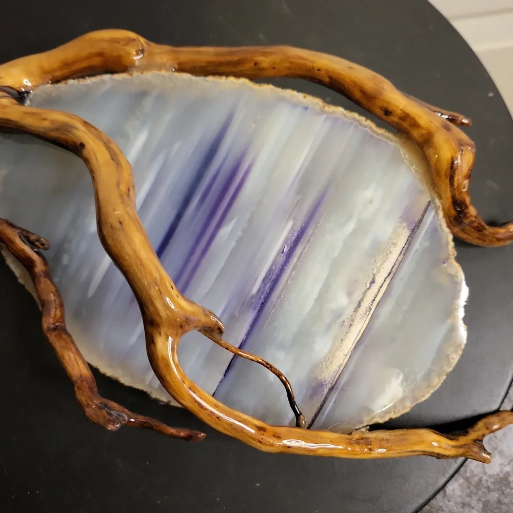 Hand Made Agate Stone and Wooden Sun Catcher 15